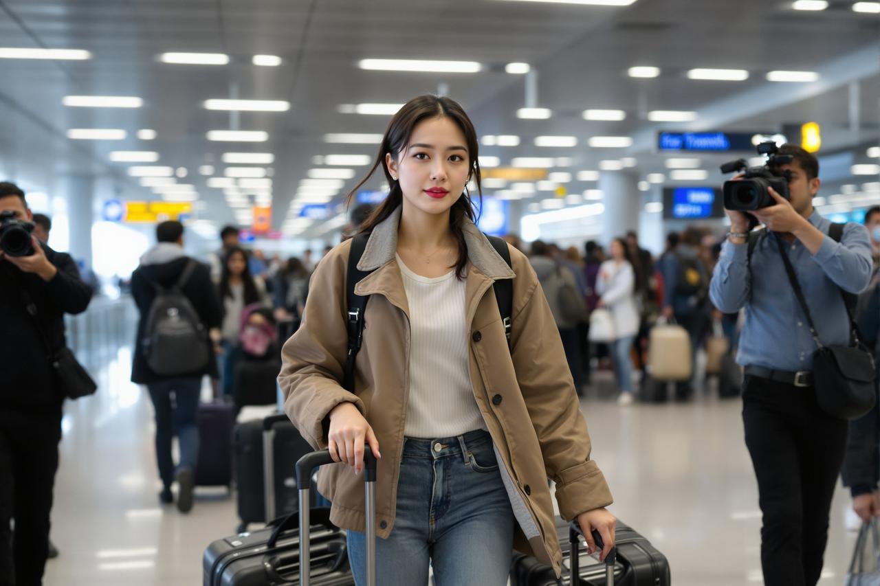 某女星机场生图流出,素颜状态引网友热议